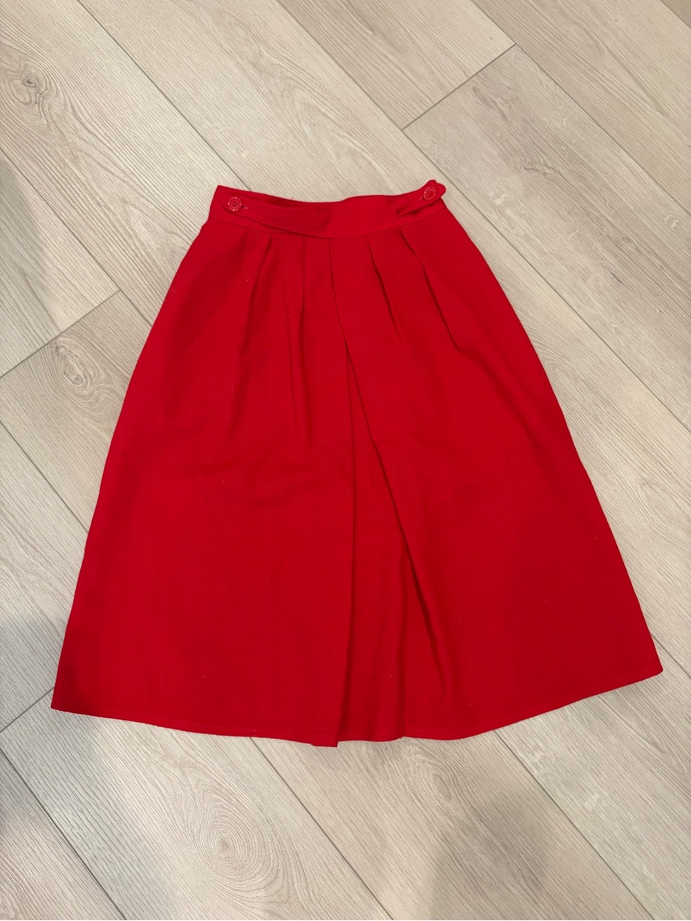 Vintage Red Pleated A-Line Skirt